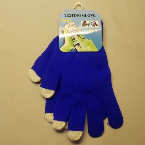 Touch Screen Winter Gloves. Blue 1 Size Fits All - Picture 3 of 5